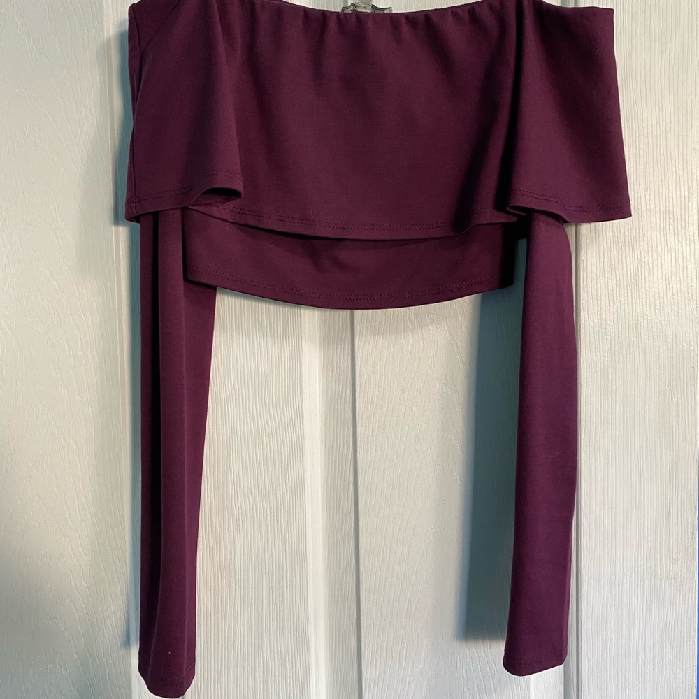 Off the shoulder deep purple crop top